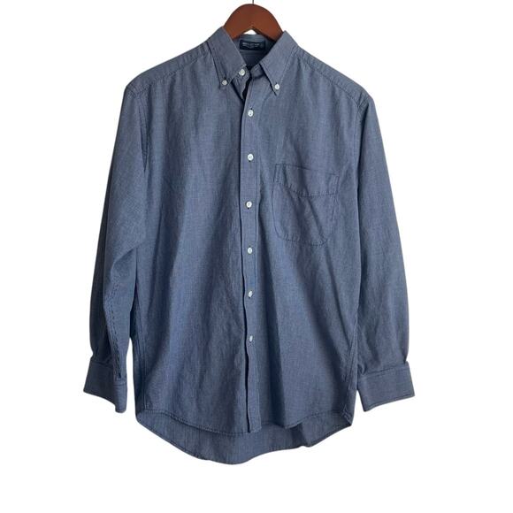 Britches Mens Shirt S Blue Check Cotton Button‎ Up Work Office Travel Preppy - Picture 1 of 9